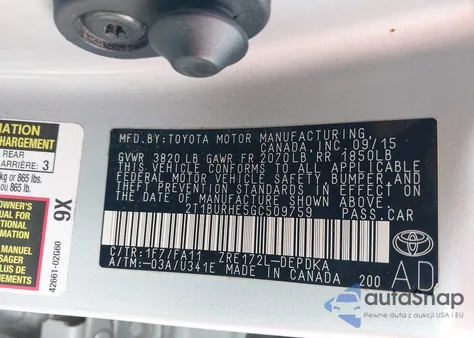 2016 Toyota Corolla L from USA, damaged, VIN 2T1BURHE5GC509759